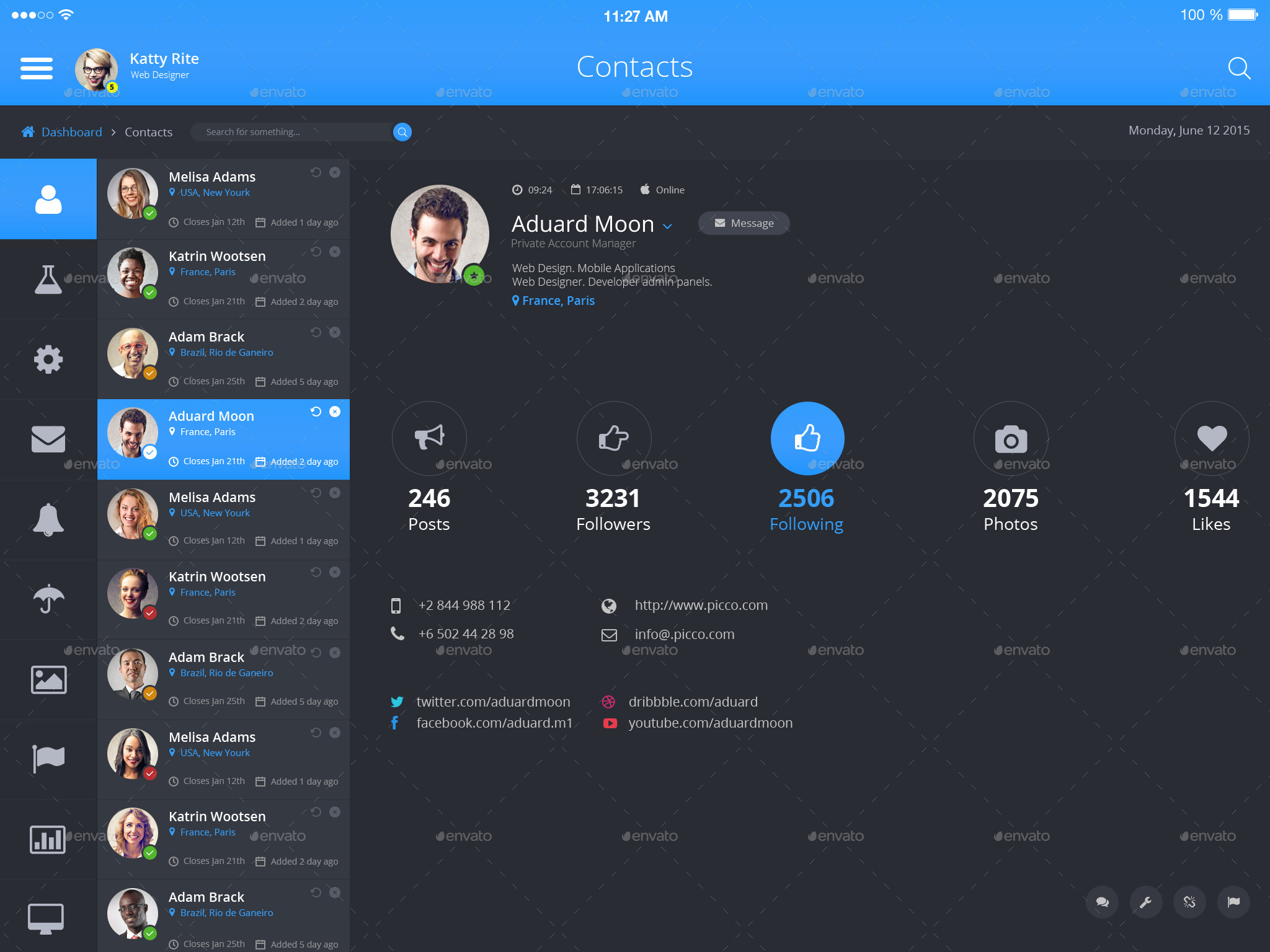 PICCO UI UX Kit iPad Tablet App,  Elements GraphicRiver